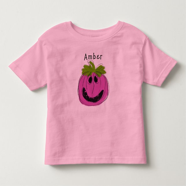 T-Shirt de Dia das Bruxas Rosa Personalizado (Frente)