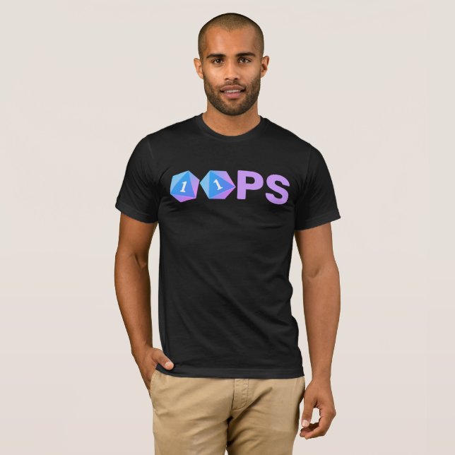 T-Shirt De Dice De Jogos De Oops (Frente Completa)