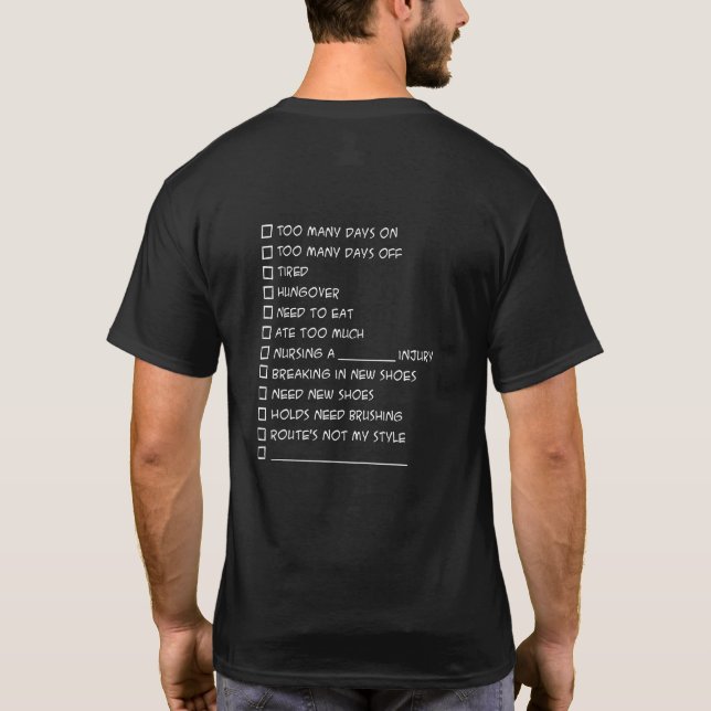 T-shirt de escalada das desculpas (Verso)