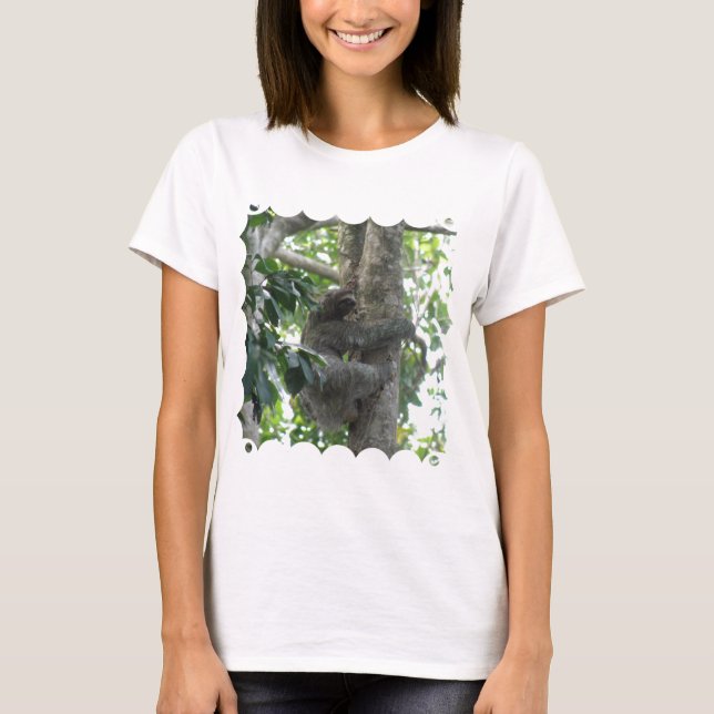 T-shirt de escalada das senhoras da preguiça (Frente)
