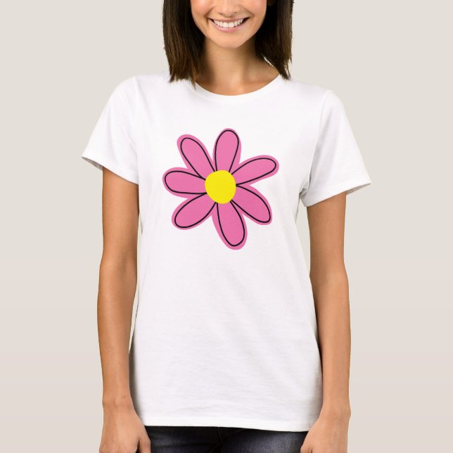 T-Shirt de Flor Cor-de-Rosa Bonita (Frente)