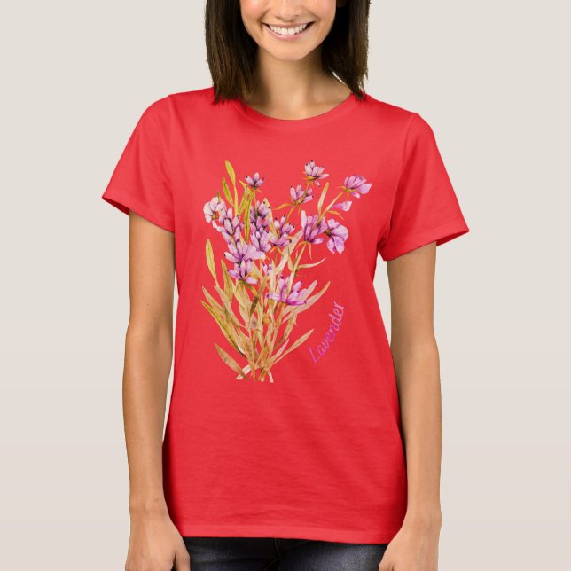 T-shirt de flor selvagem lavanda (Frente)