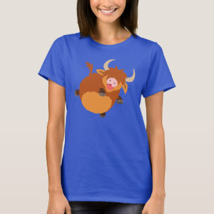 T-shirt de flutuação bonito das mulheres da vaca