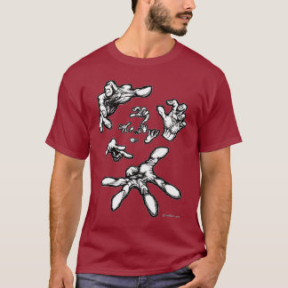 T-shirt de flutuação surreal das mãos