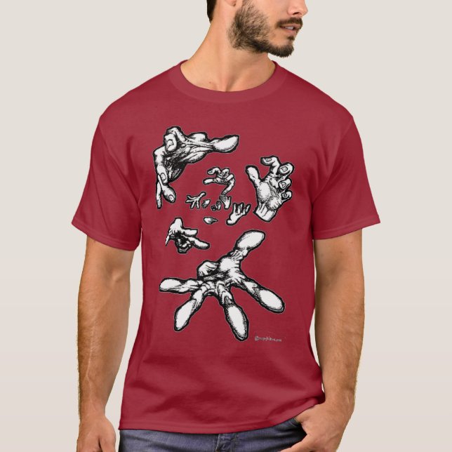T-shirt de flutuação surreal das mãos (Frente)