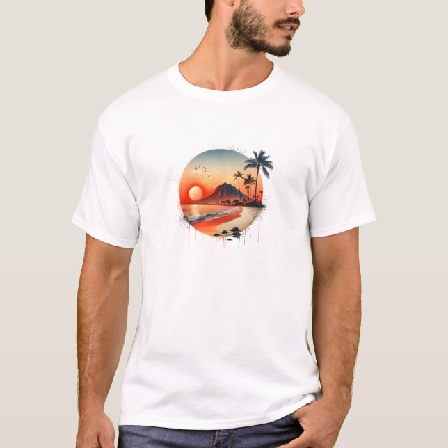 T-Shirt de Folha Curta Colorida Sunset (Frente)