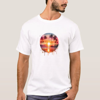 T-Shirt de Folha Curta Colorida Sunset