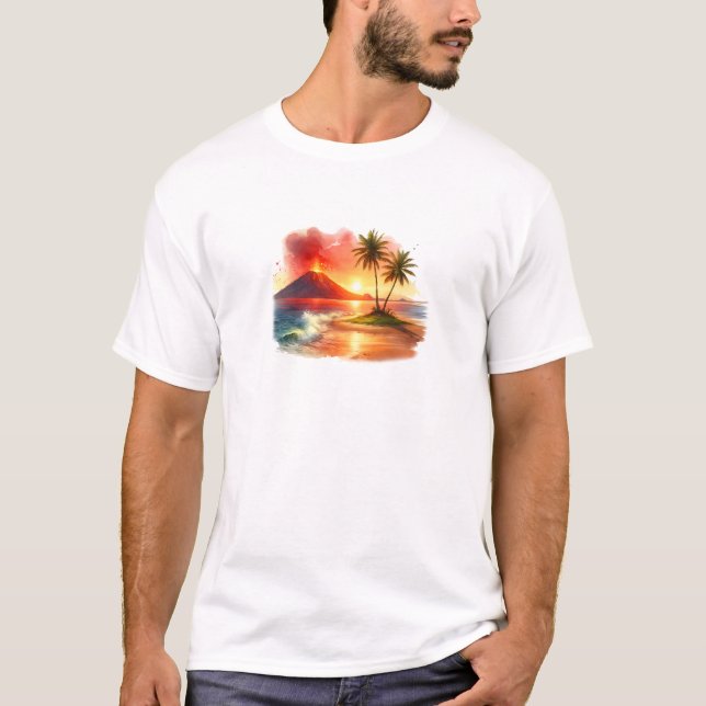 T-Shirt de Folha Curta Colorida Sunset (Frente)