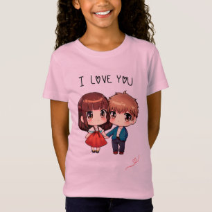 T-Shirt de Folha Curta com Design de Menino e Rapa