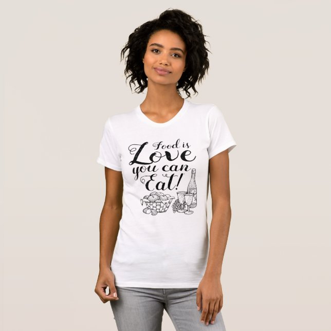 T-shirt de Foodie do roteiro do amor de Elegante (Frente Completa)