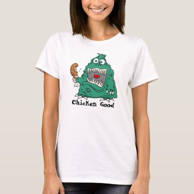 T-Shirt De Galinha Fritada Por Monstro (Frente)