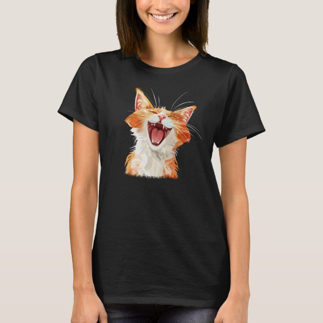 T-shirt de gato a rir (Frente)