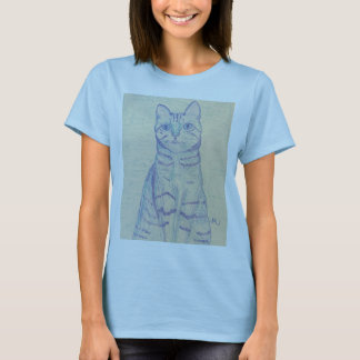 T-Shirt de Gato Azul Claro