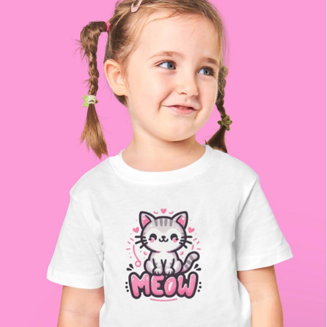 T-Shirt de Gato Bonito Preto e Rosa (Criador carregado)
