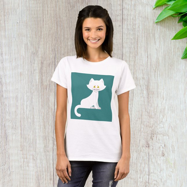 T-Shirt de Gato Branco (Criador carregado)