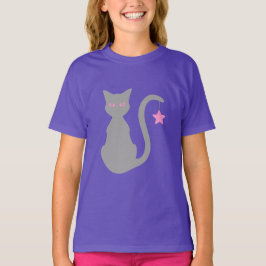 T-Shirt De Gato De Cinza (Criança)