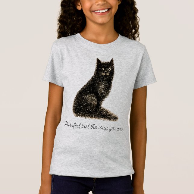 T-Shirt de gato-de-mato-preto (Frente)