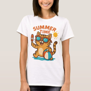 T-Shirt de Gato de Verão Engraçado
