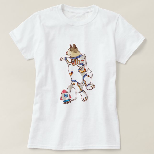 T-Shirt de Gato Espacial (Frente do Design)