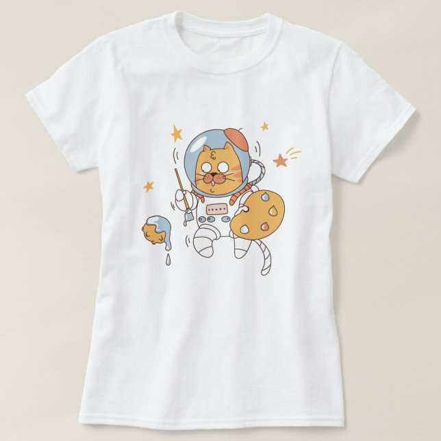 T-Shirt de Gato Espacial (Frente do Design)