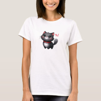 T-Shirt de Gato Preto e Bonito