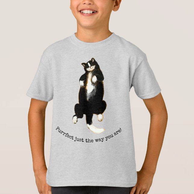 T-Shirt de gato preto e branco (Frente)