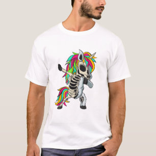 T-Shirt de Halloween do Esqueleto do Unicórnio Dab