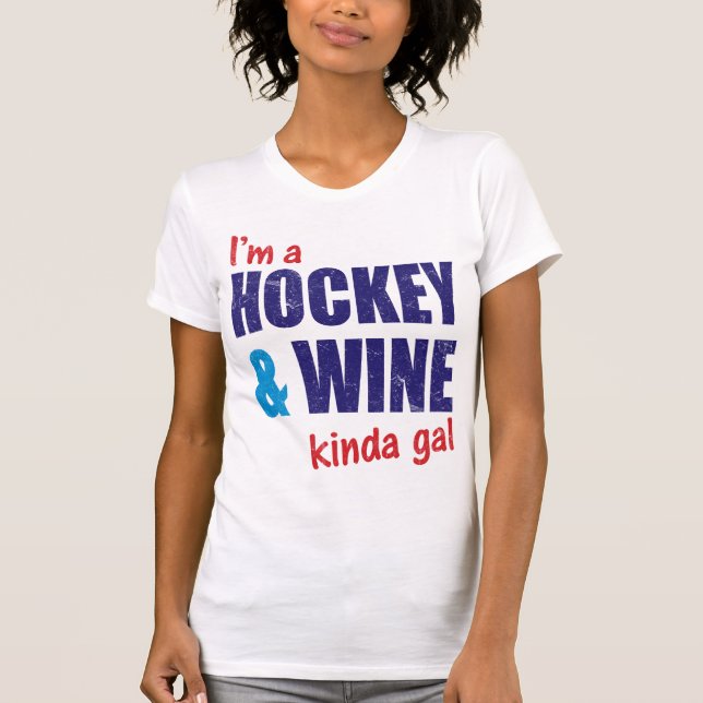 T-Shirt de Hóquei e Vinho Engraçado de Impressão (Frente)