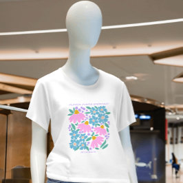 T-Shirt de jardim rosa azul-giro com potência de f