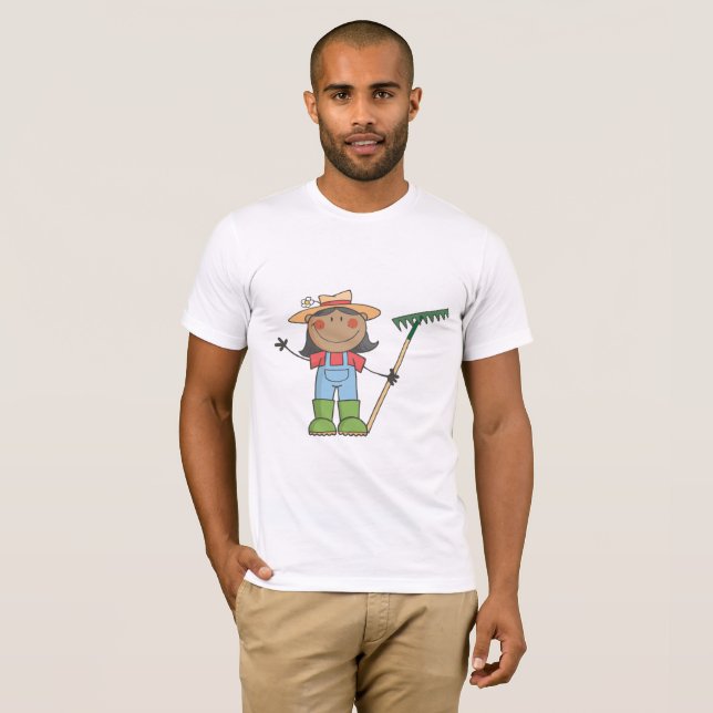 T-shirt de jardinagem dos homens da menina (Frente Completa)