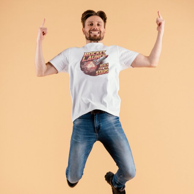 T-Shirt de Lançamento de Foguete Vivo e Negrito (Criador carregado)