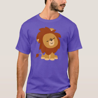 T-Shirt de Leão de Cartoon Pacífico e Bonito