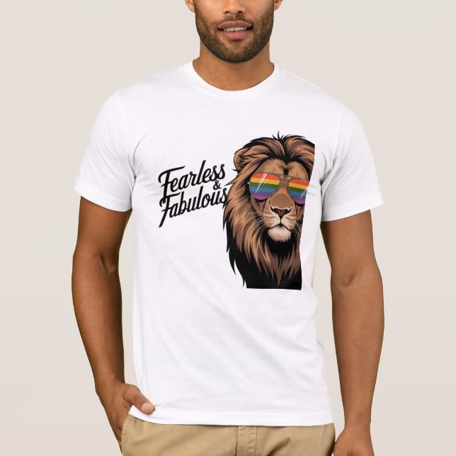 T-Shirt de Leão de Orgulho Sem Carinho e Fabuloso (Frente)
