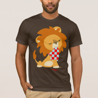 T-shirt de leão satificada em cartoon