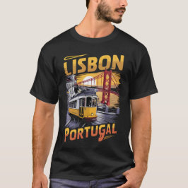 T-Shirt de Lisboa com elétrico iônico e ponte famo