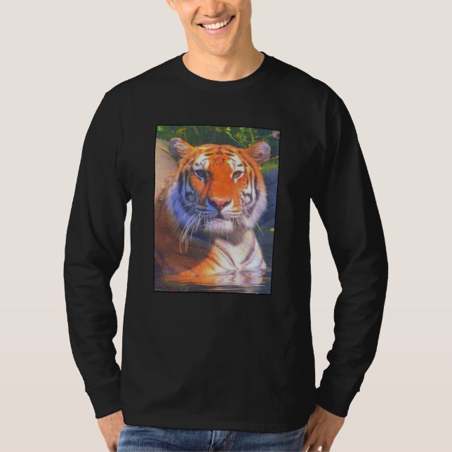 T-shirt de longa Capa do adulto siberiano de Tigre (Frente)