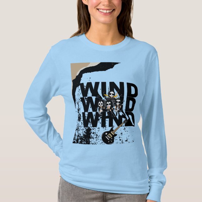 T-Shirt de Longa Folga e Gráfico de Música Rock (Frente)