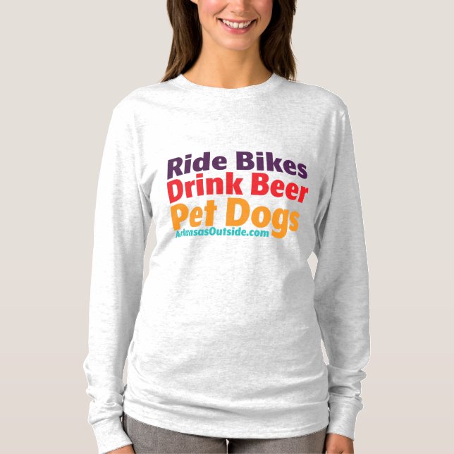 T-Shirt de Longa Folha - Cães-Bikes-Cerveja (Frente)