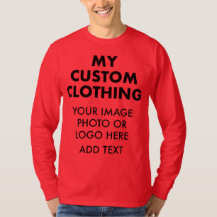 T-SHIRT DE LONGA MANCHA, VERMELHO, Personalizado