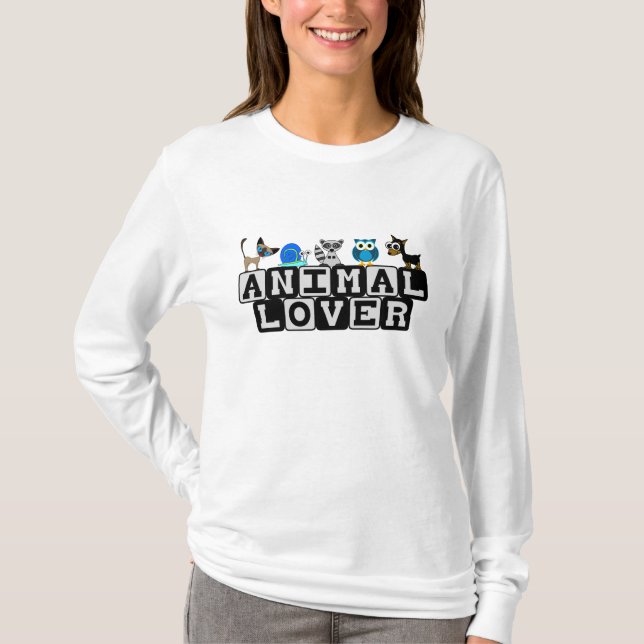 T-shirt de Longsleeve do amante dos animais (Frente)