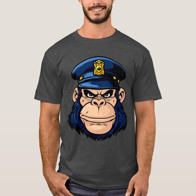 T-Shirt de macaco-policial (Frente)