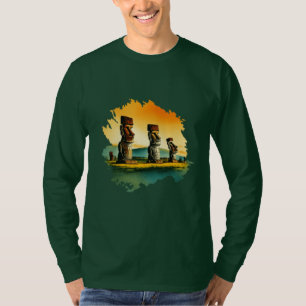 T-shirt de manga verde-cheio escuro para o homem