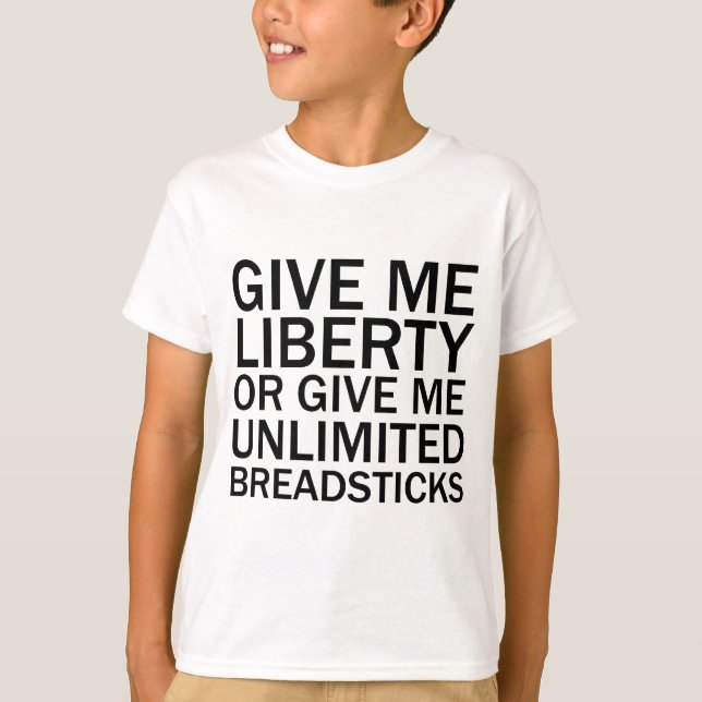 T-shirt Dê-me Liberdade Ou Dê-me Pão Sem Limite (Frente)
