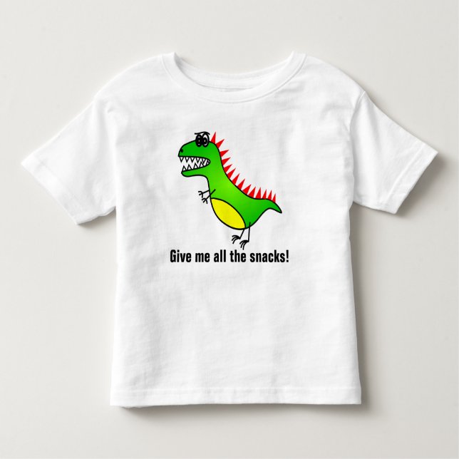 T-shirt Dê-me todos os petiscos dinossauro com fome T-Rex (Frente)