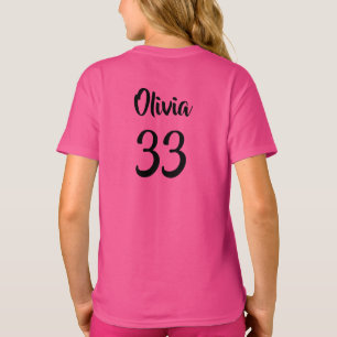 T-Shirt de Meninas de Número de Esporte Personaliz