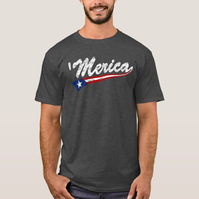 T-shirt de Merica do Swoosh do estilo da bandeira (Frente)