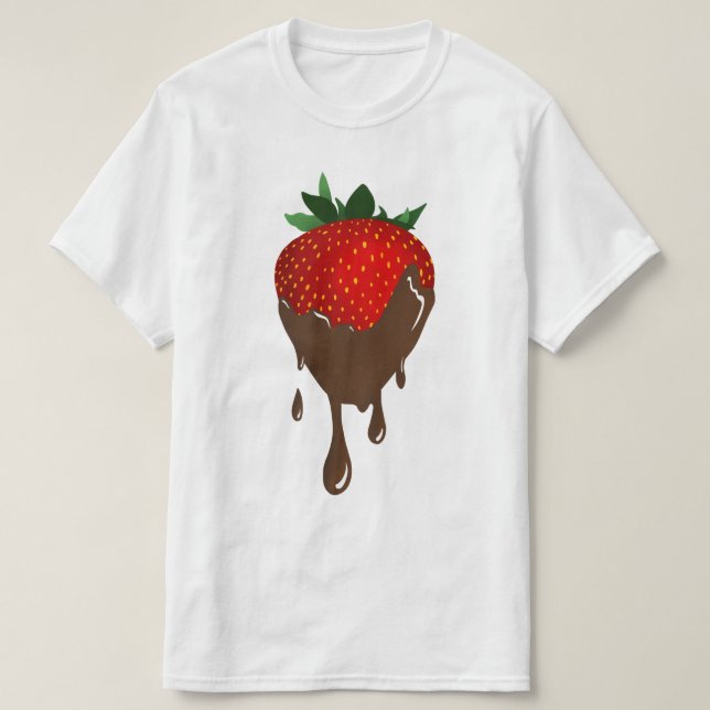 T-Shirt de morango coberto de chocolate (Frente do Design)