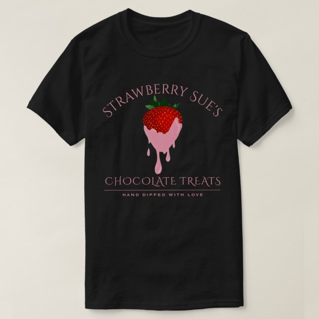 T-Shirt de morango de chocolate cor-de-rosa (Frente do Design)