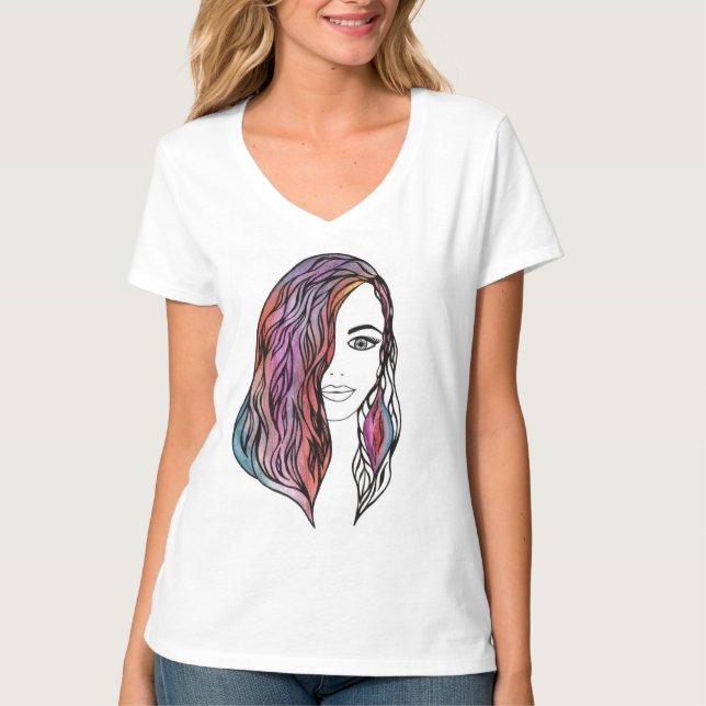 T-shirt de mulheres bonitas com uma fotografia (Frente)