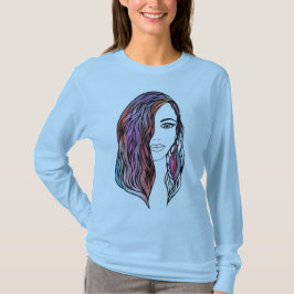 T-shirt de mulheres bonitas com uma fotografia